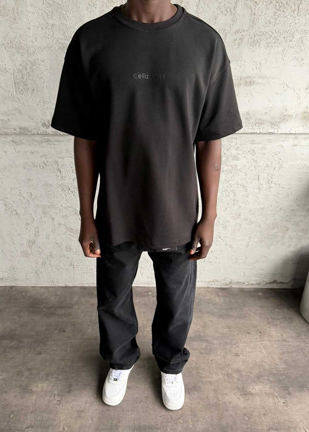 Basic Oversized T-Shirt Με Λογότυπο – Μαύρο