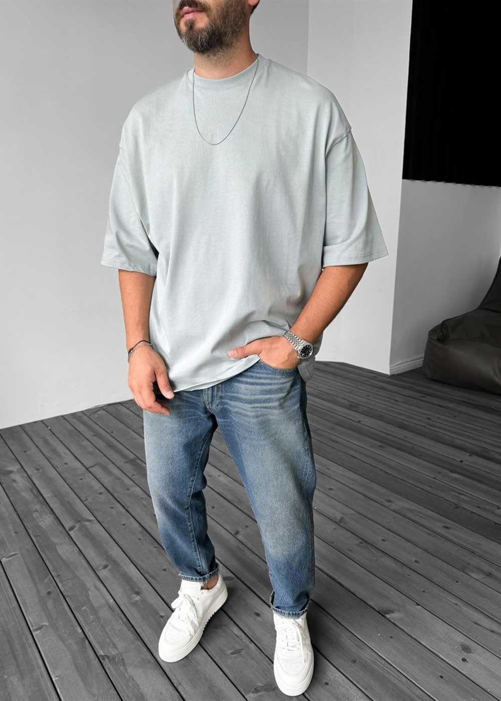 Basic Oversized T-Shirt – Γκρι Του Πάγου