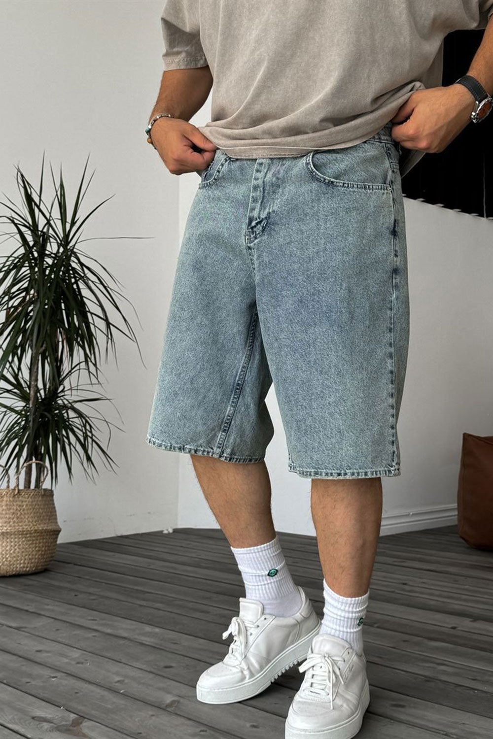 Βερμούδα Denim Urban Baggy Studio – Washed Μπλε