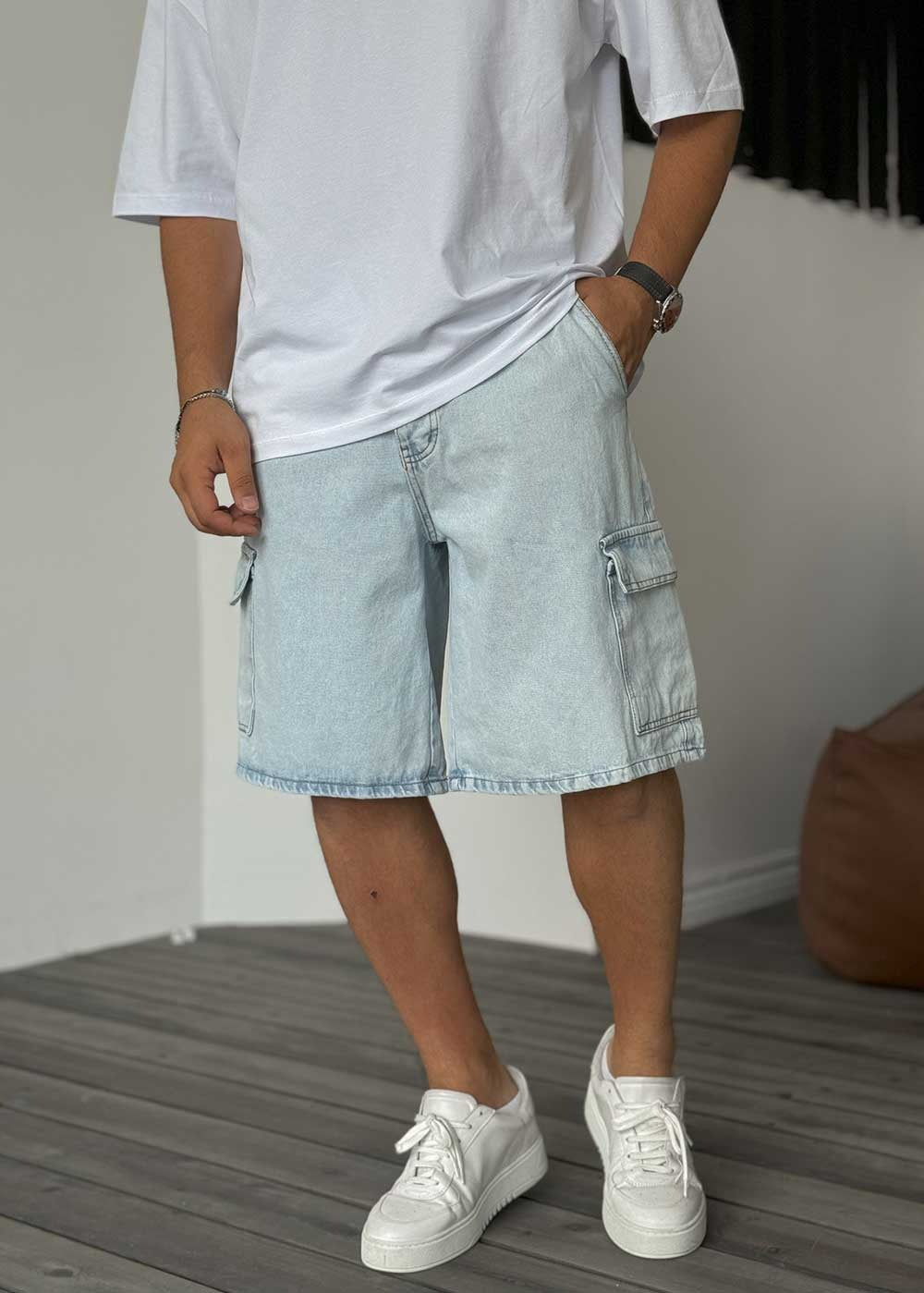 Denim Cargo Βερμούδα Baggy – Του Πάγου