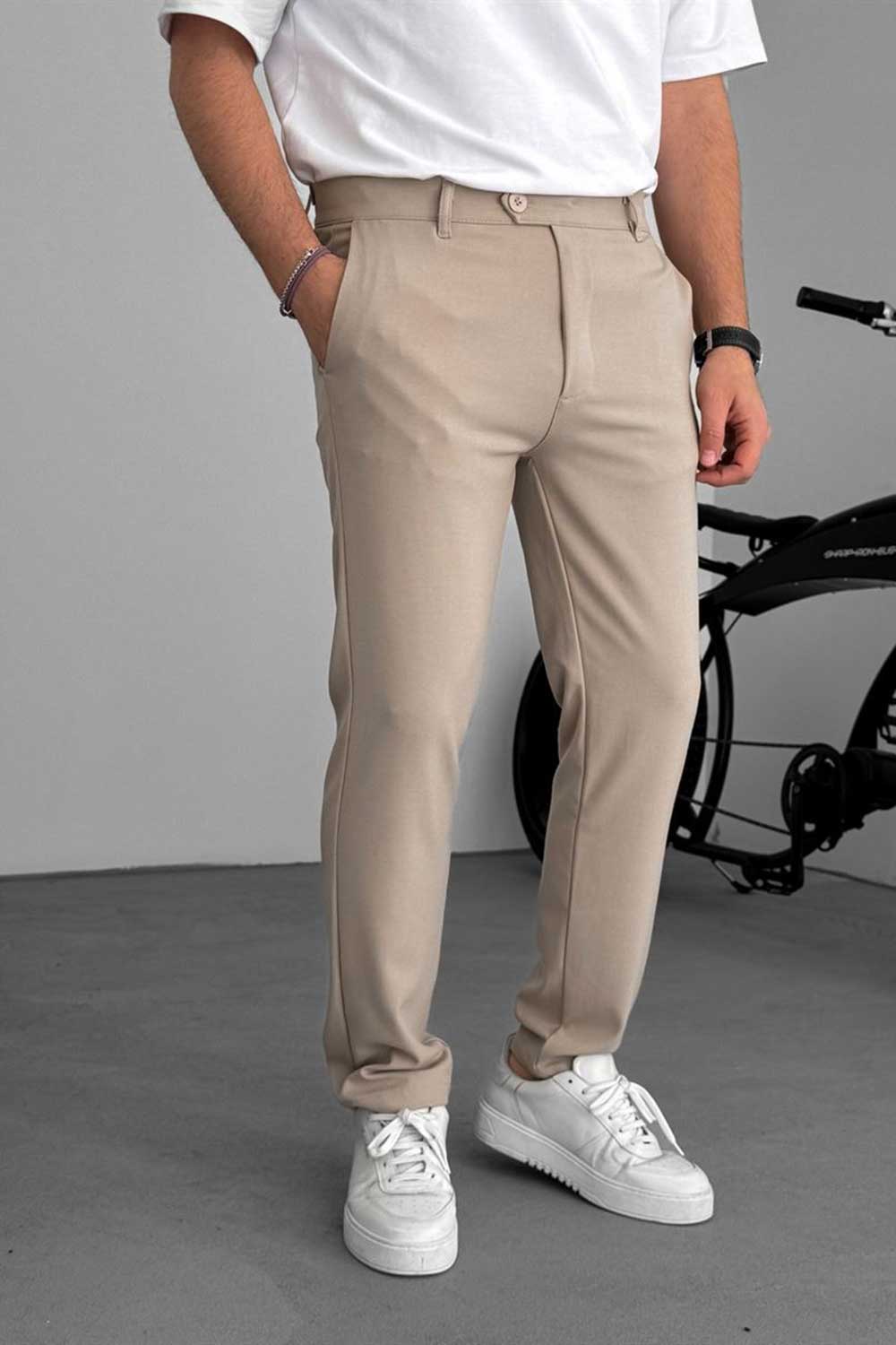Urban Slim Fit Υφασμάτινο Παντελόνι- Μπεζ