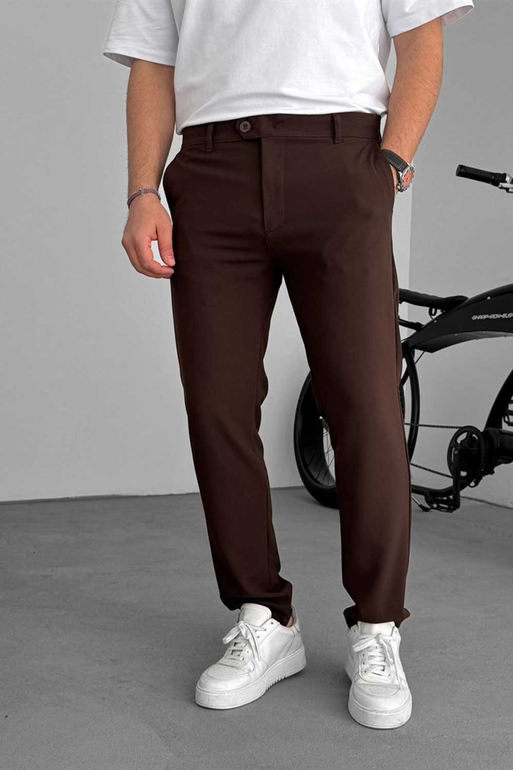 Urban Slim Fit Υφασμάτινο Παντελόνι- Καφέ