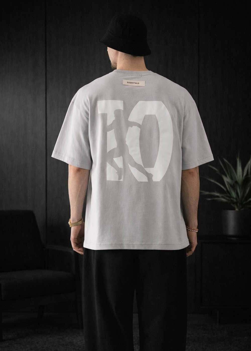 Oversized T-Shirt με Diego Graphic Πλάτης – Γκρι