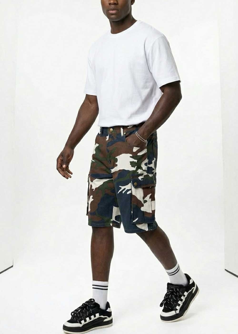 Camo Cargo Βερμούδα με Utility Τσέπες – Dark Blue