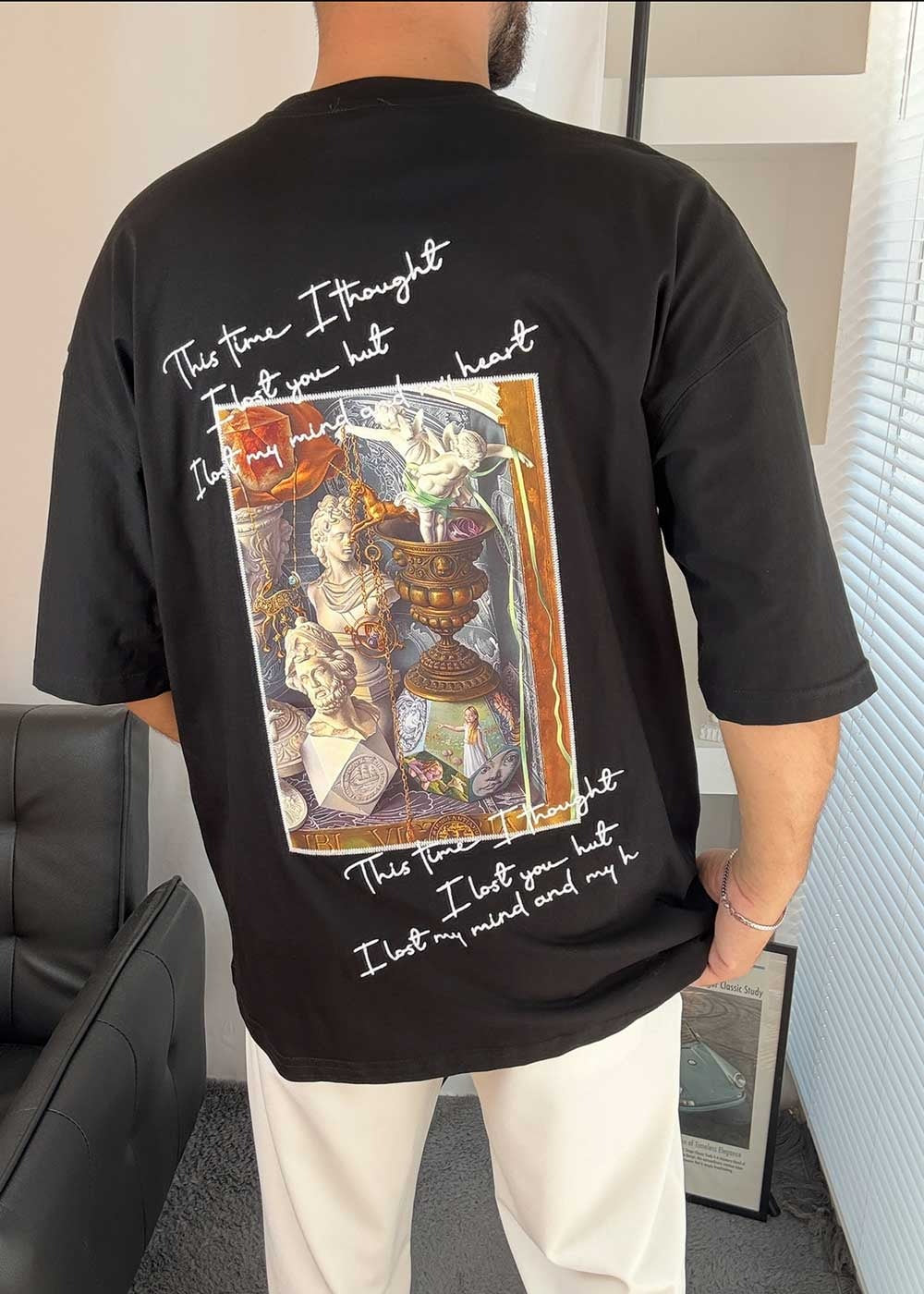 This Time Picture Oversized T-Shirt – Μαύρο