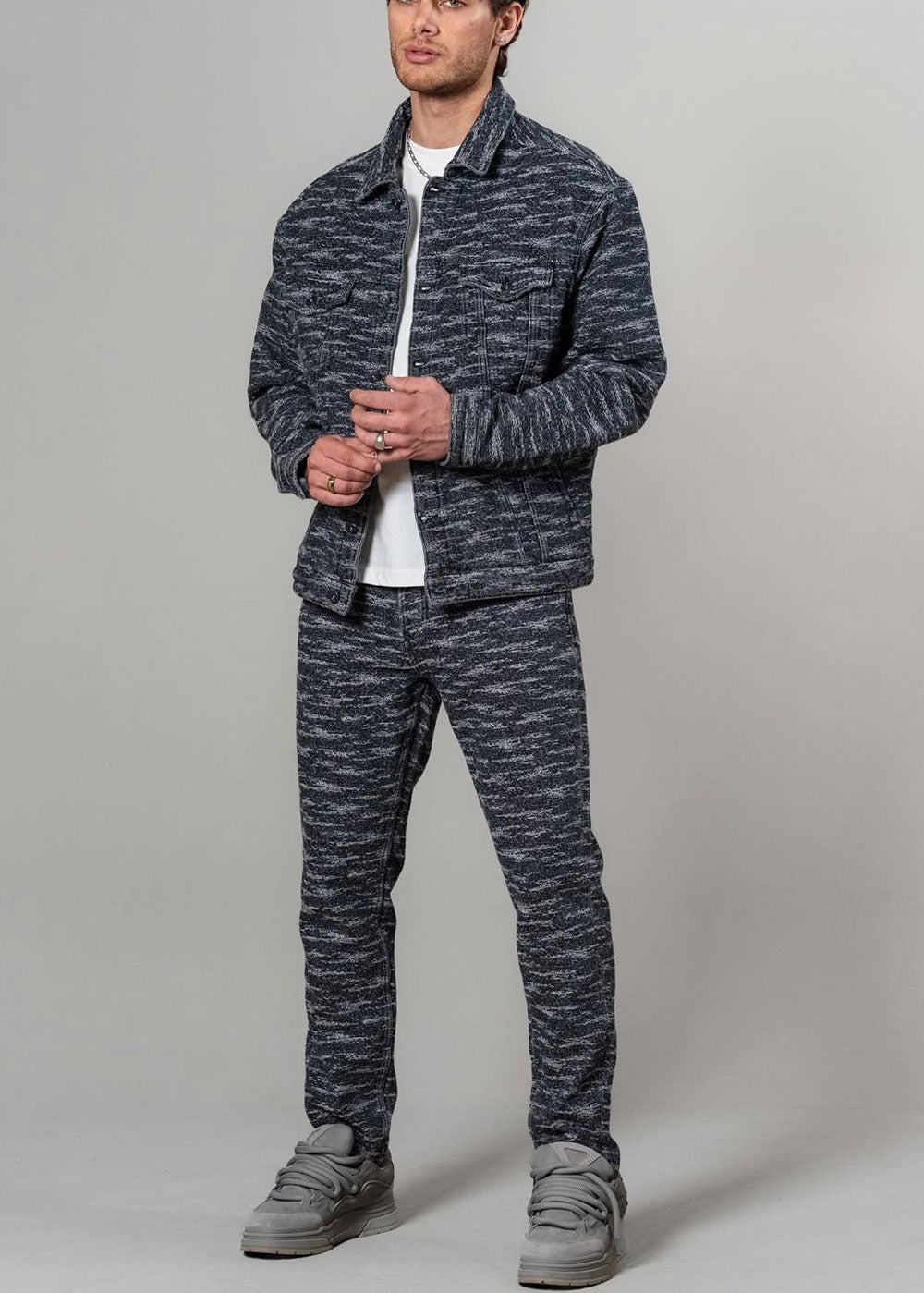 Signature Textured Denim Σετ – Μαύρο-Γκρι
