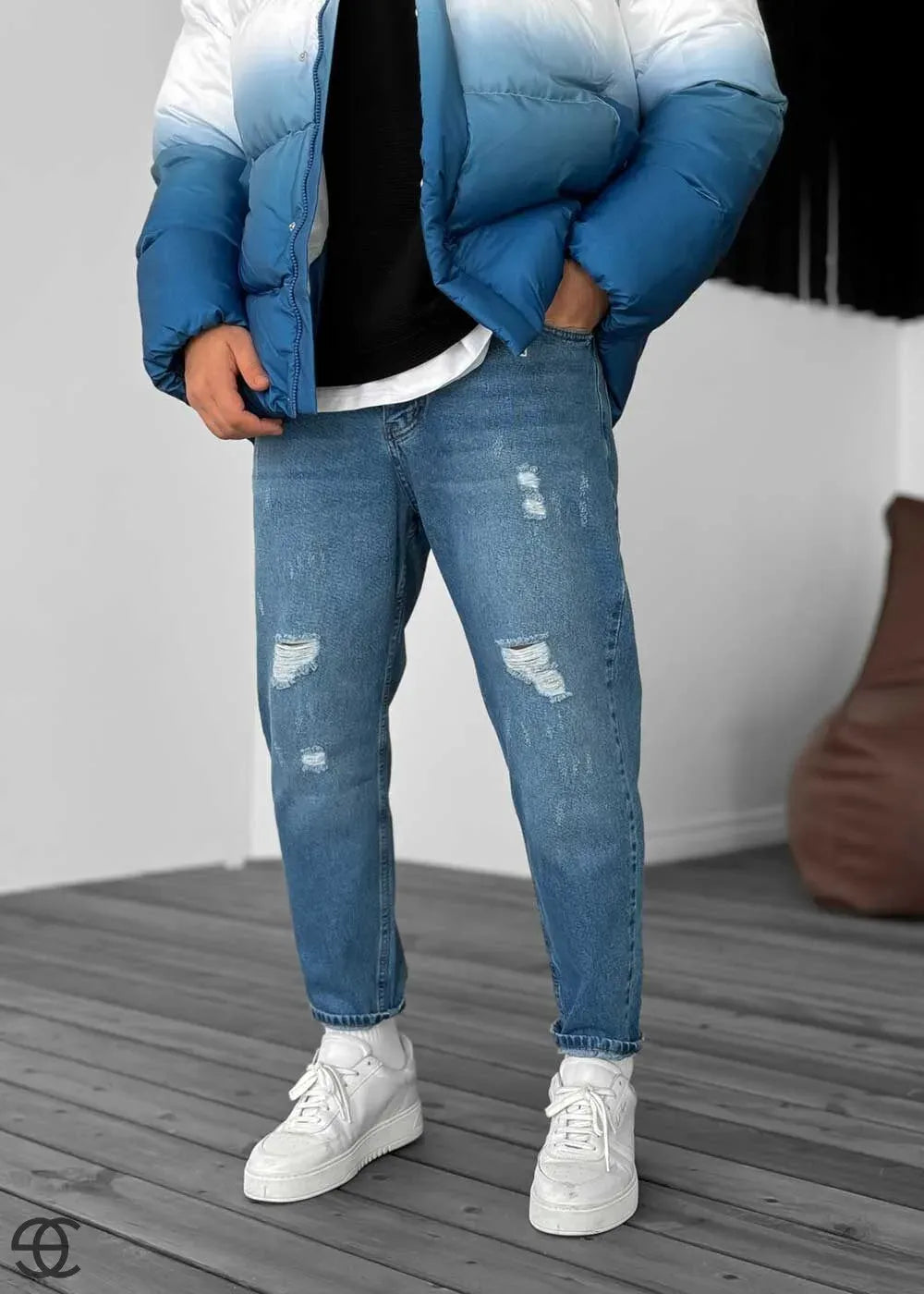 Παντελόνι Loose Fit Jean Με Σκίσιματα -Μπλε