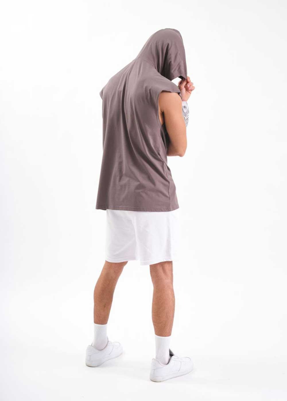 Hooded Αμάνικο Relax T-Shirt – Ανθρακί – 5