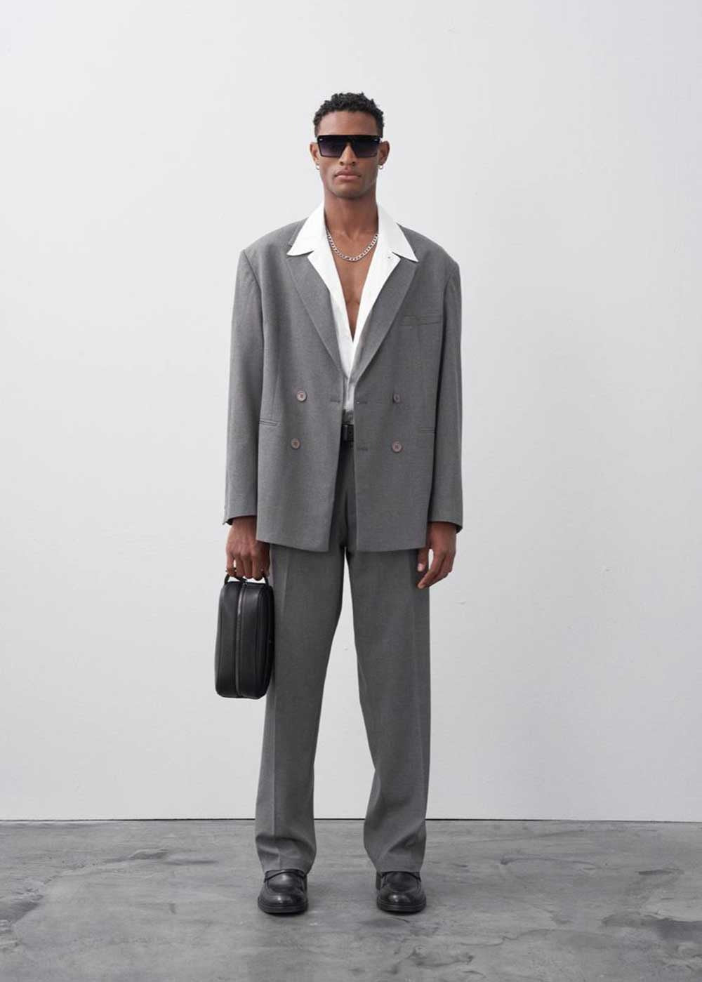 Premium Σετ Κουστούμι Σε Oversized Γραμμή- Γκρι