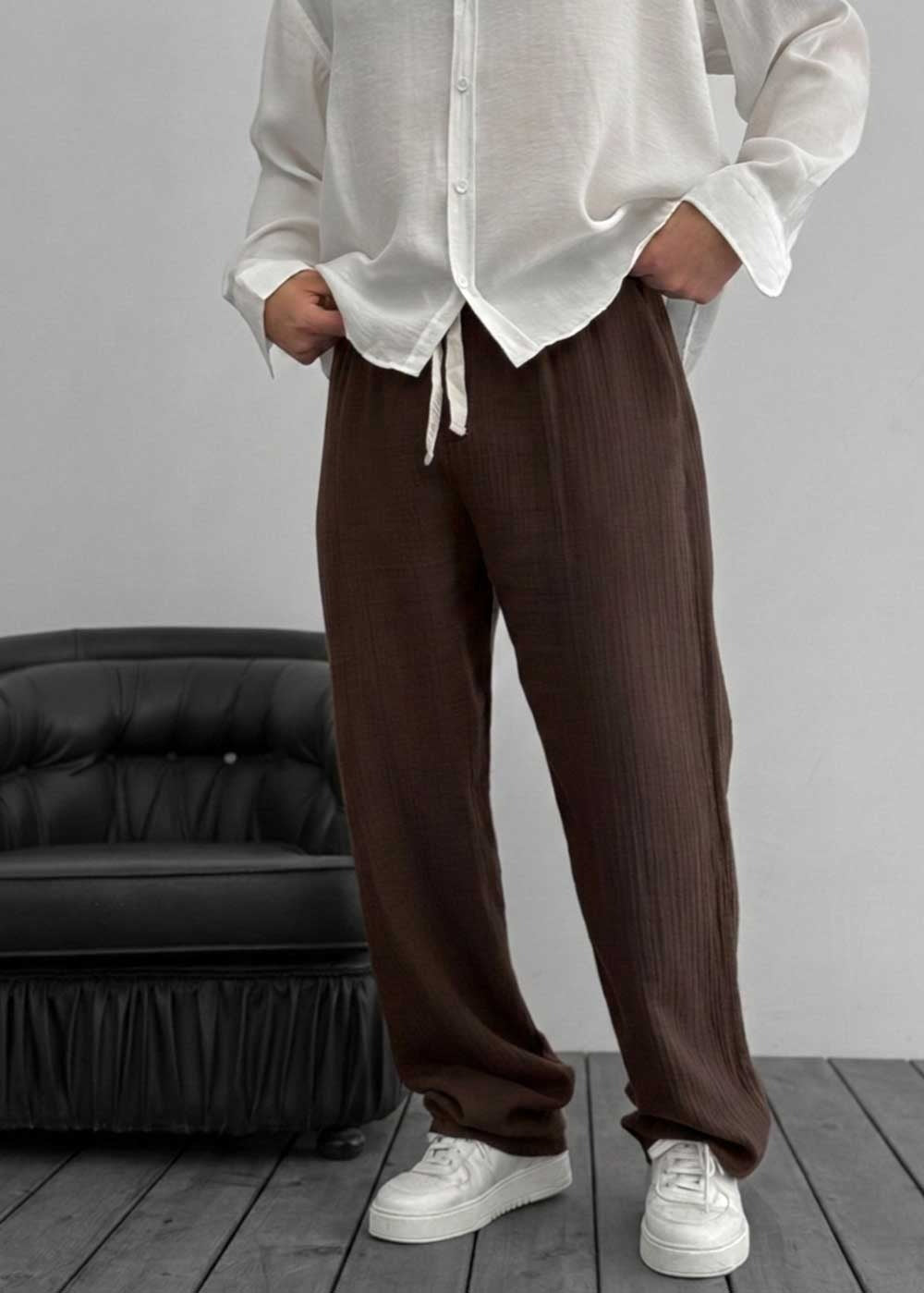 Παντελόνι Baggy Muslin Breeze – Σκούρο Καφέ