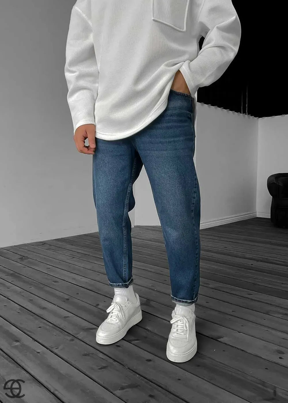 Παντελόνι Τζιν Loose Fit επεξεργασμένο – Μπλε – 3