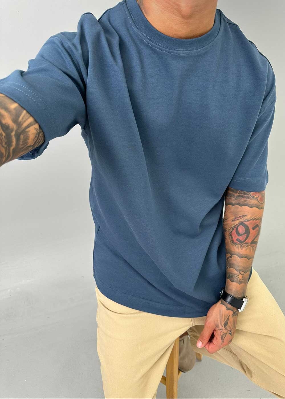 Oversized Basic T-Shirt – Πετρόλ