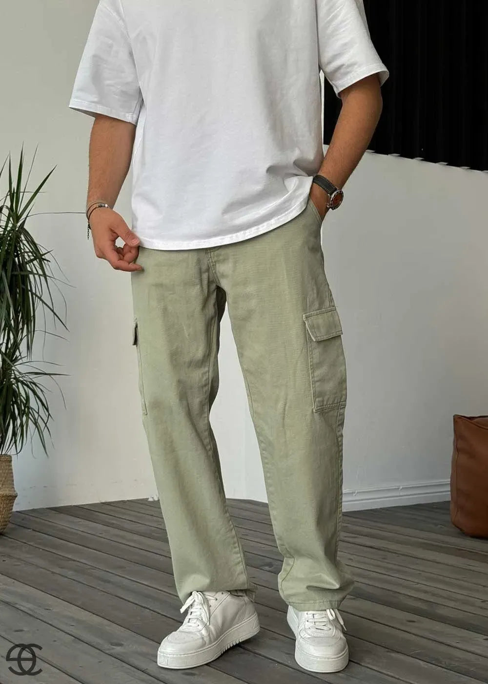 Cargo Παντελόνι Baggy – Ανοιχτό Χακί