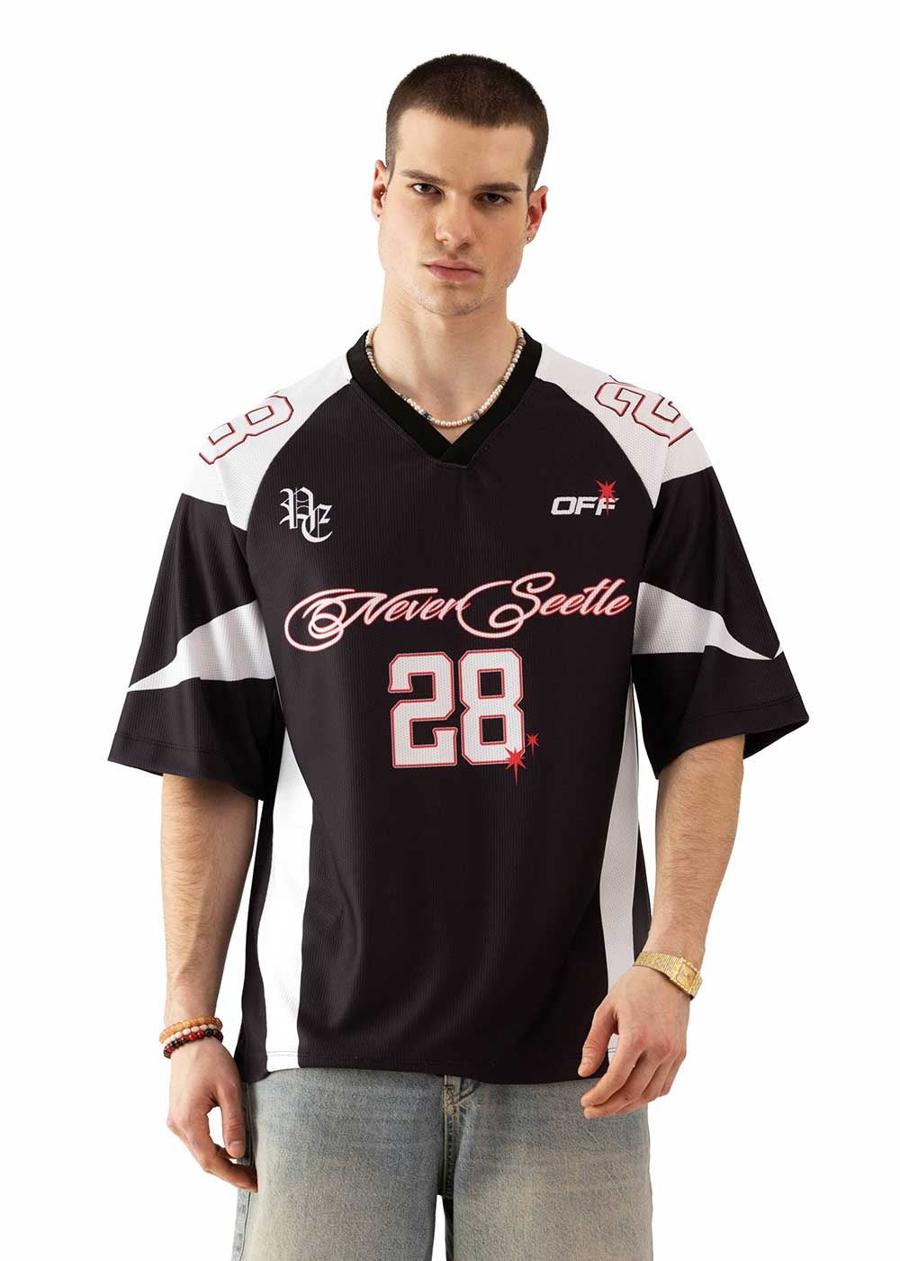 Oversized Jersey Never Settle – Μαύρο / Λευκό – 2