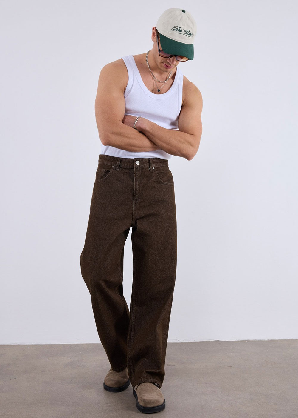 Relaxed Baggy Denim Παντελόνι – Καφέ