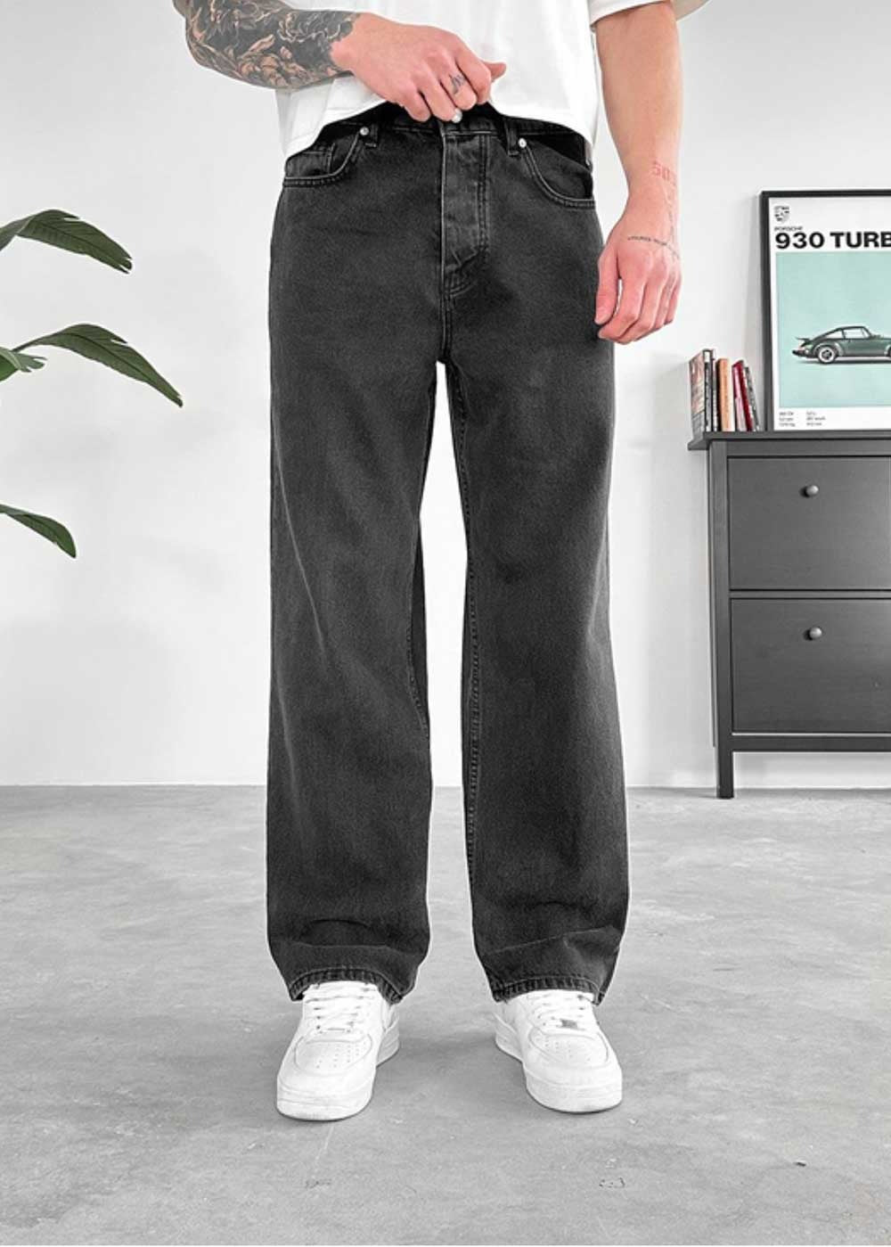 Straight Regular Fit Jean – Μαύρο ξεβαμμένο