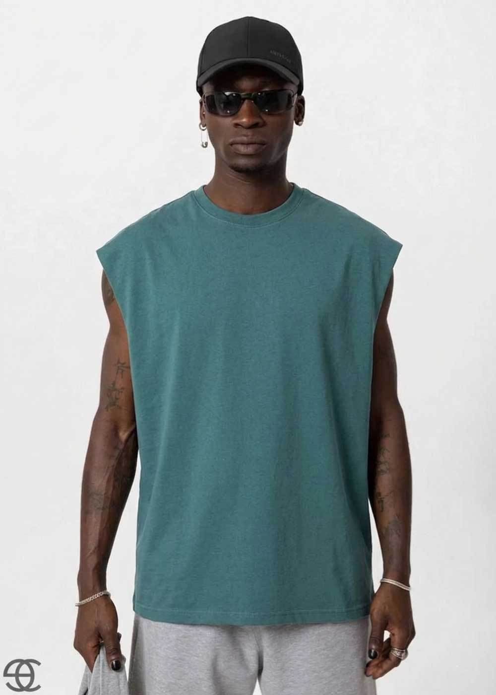Basic Oversized Αμάνικο T-Shirt – Σμαραγδί