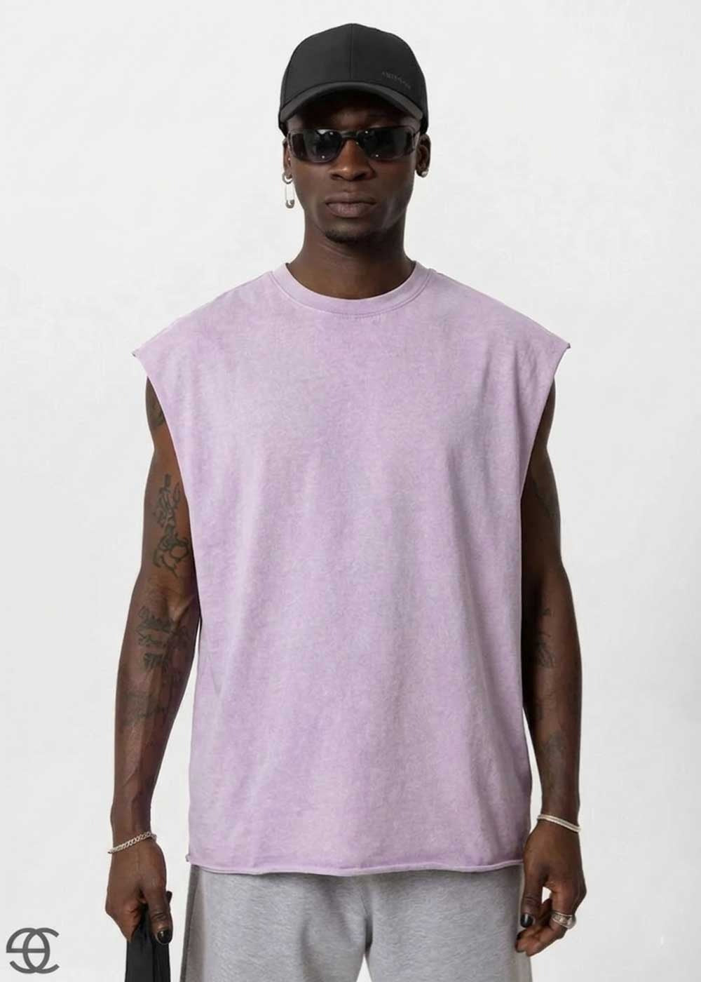 Basic Oversized Αμάνικο T-Shirt – Λιλά