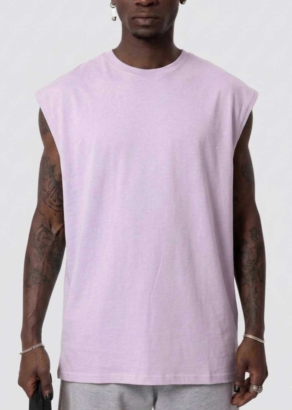 Basic Long Oversized Αμάνικο T-Shirt – Λιλά – 3