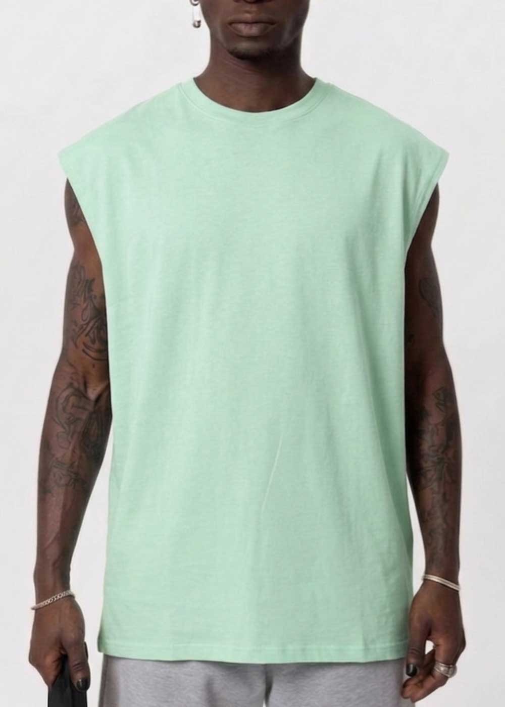Basic Long Oversized Αμάνικο T-Shirt – Φυστικί