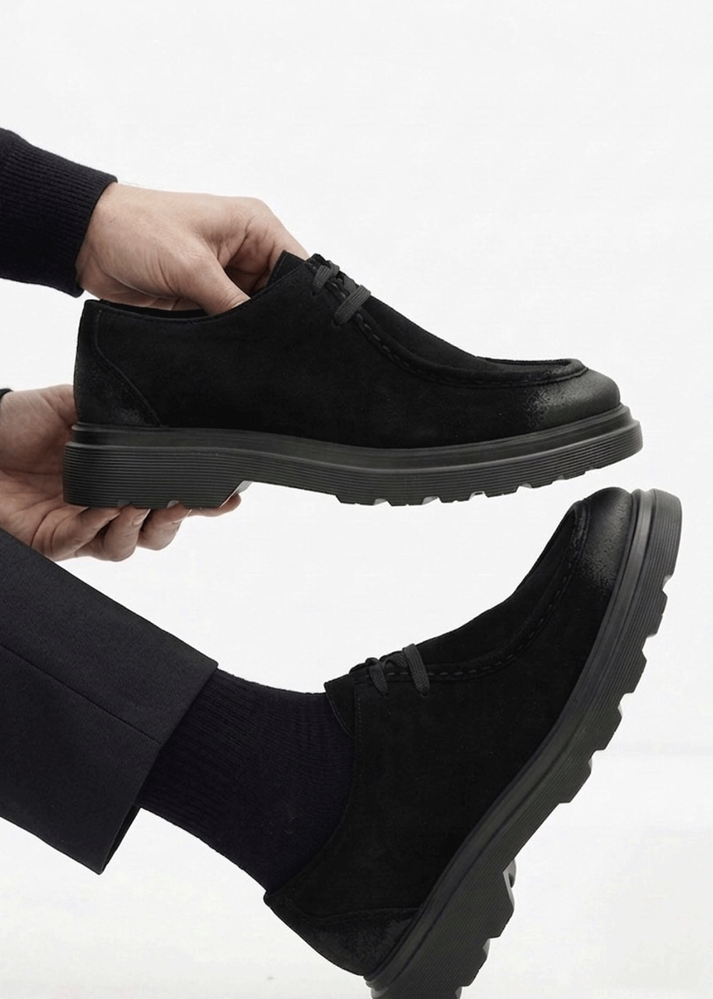 Premium Suede Chunky Derby – Μαύρο