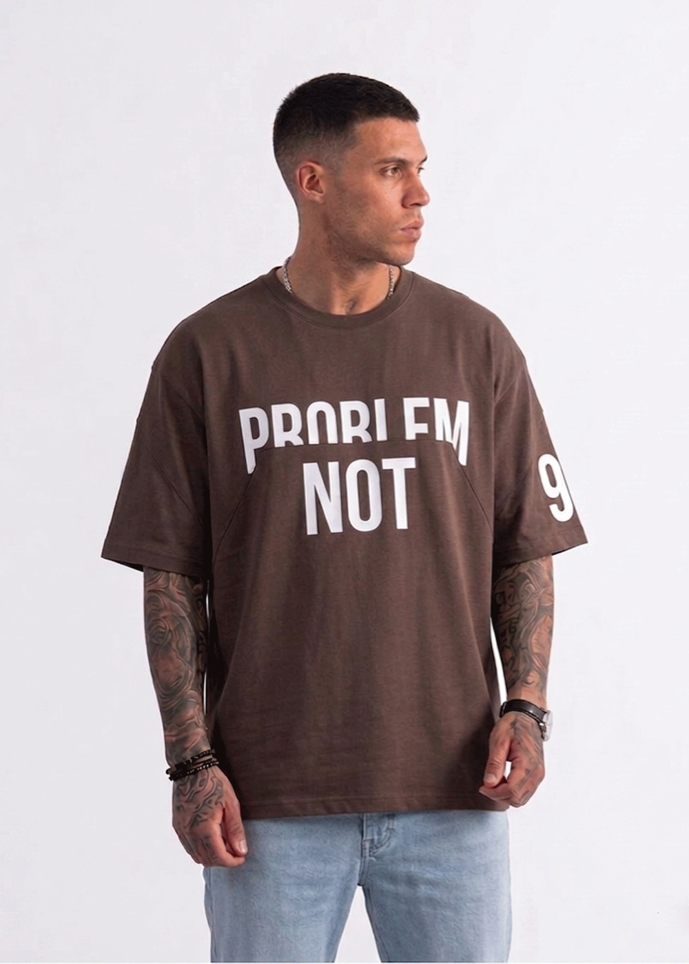 Oversized T-Shirt Problem Not-Σκουρο Καφέ