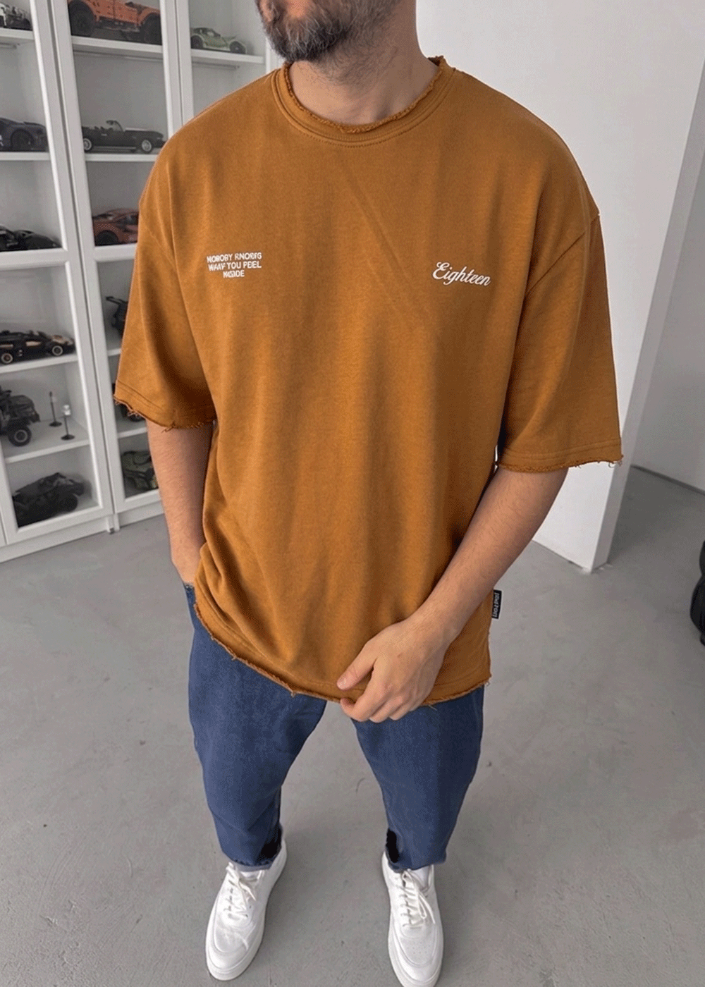 Oversized T-Shirt Life Goes- Μουσταρδί – 2