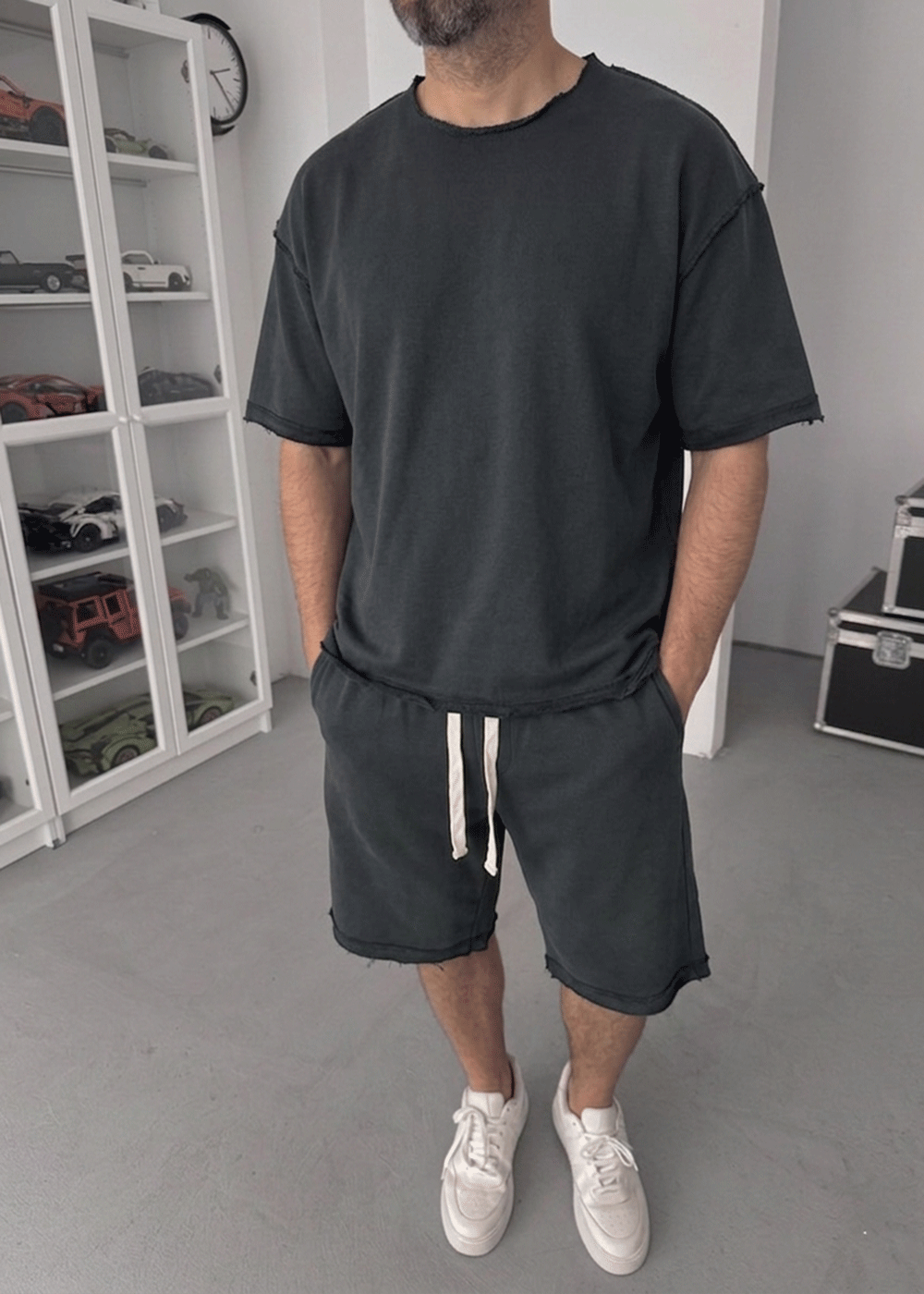 Distressed Charcoal Co-Ord Set – Ξεβαμμένο Ανθρακί