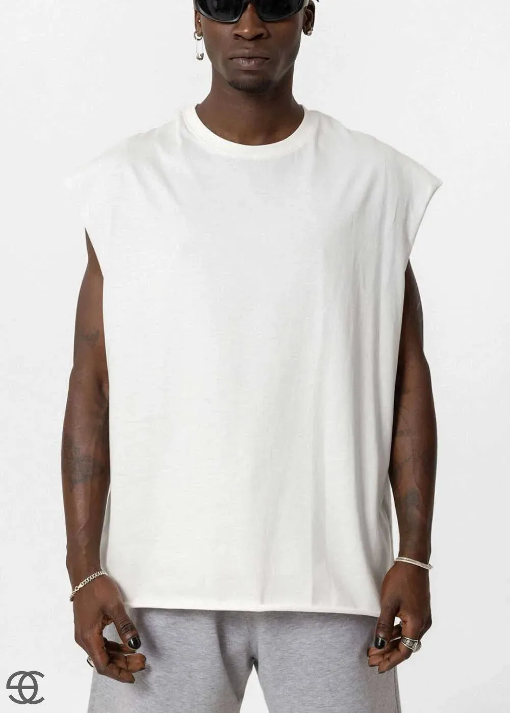 Basic Oversized Αμάνικο T-Shirt – Λευκό