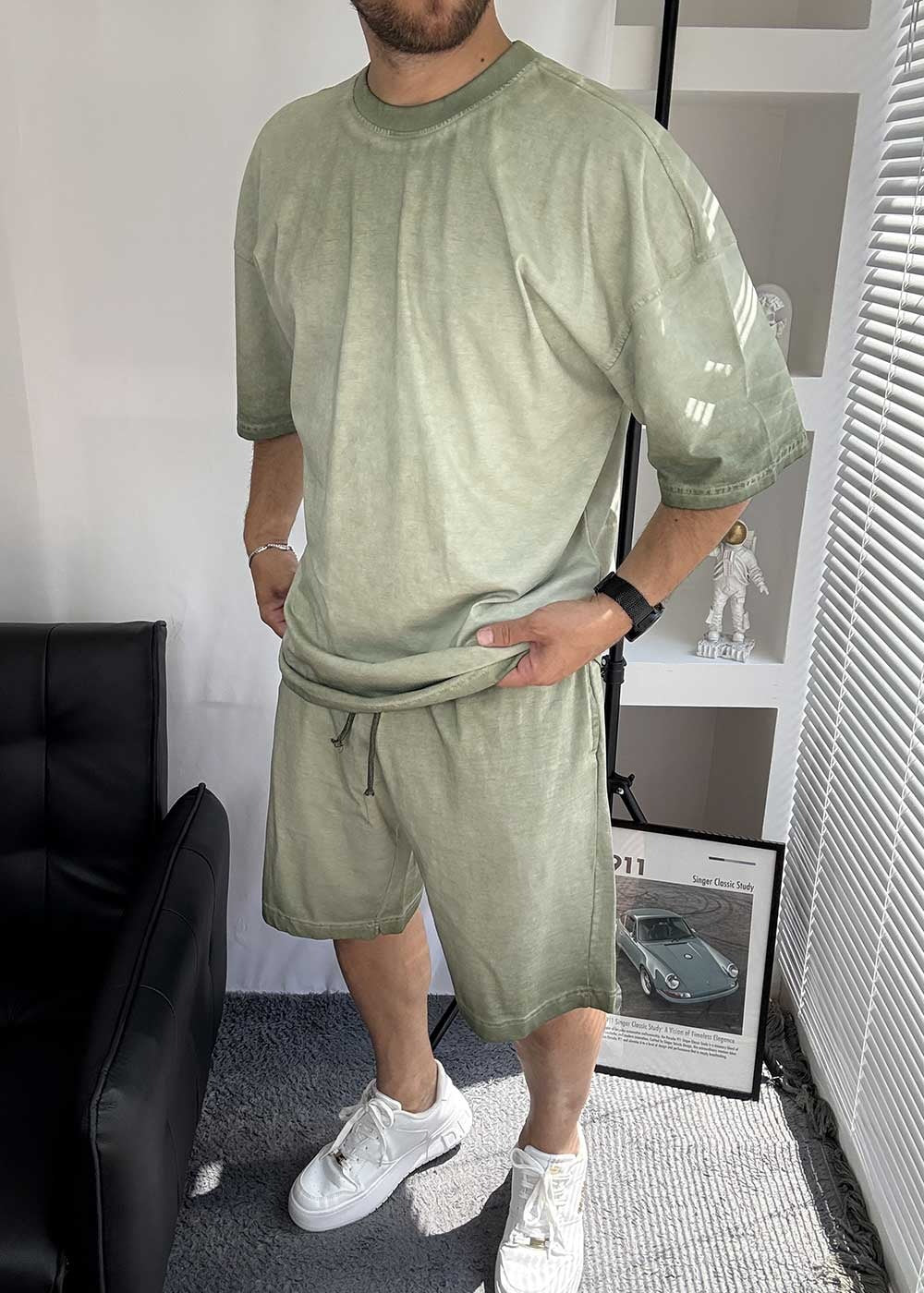 Basic Oversized Σετ Acid Wash – Ξεβαμμένο Πράσινο – 9
