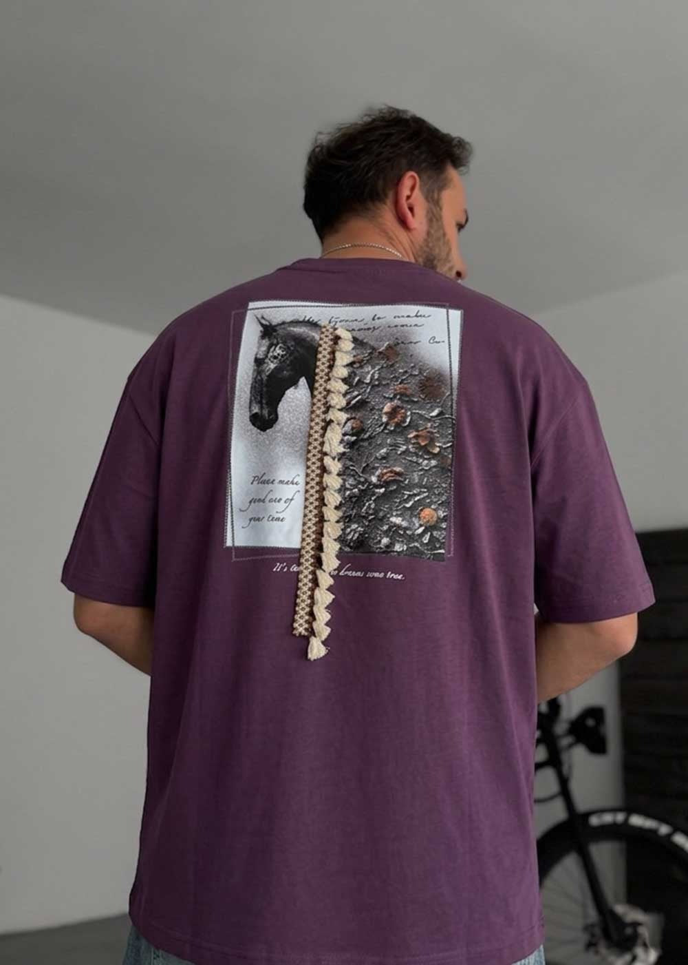 Oversized T-Shirt Horse Tassel – Μωβ
