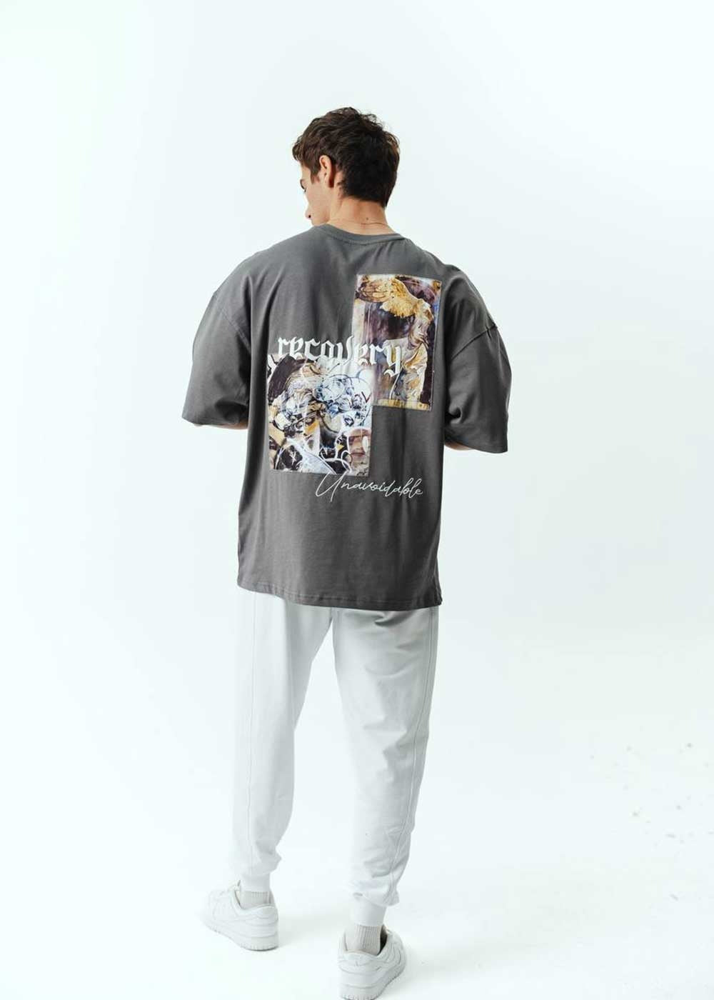 Oversized T-Shirt Recovery Με Κέντημα – Γκρι – 3