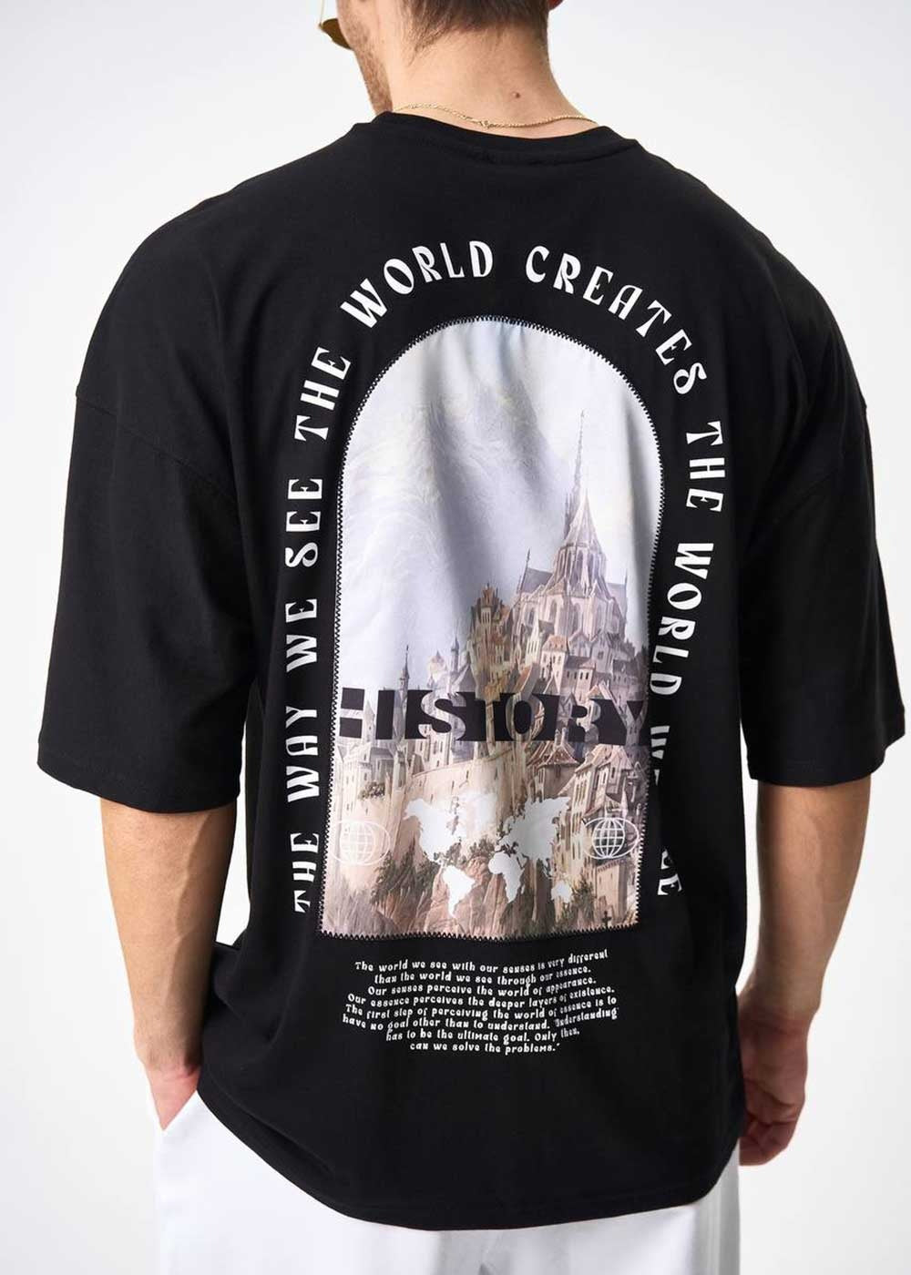 History Oversized T-Shirt με Απλικέ Σχέδιο – Μαύρο – 4