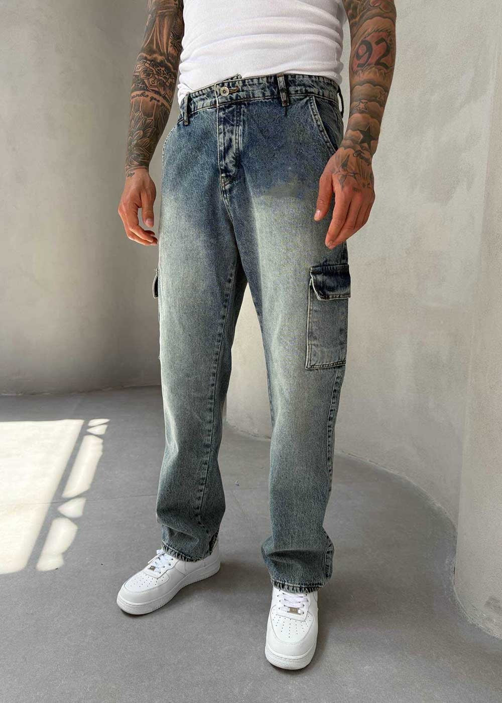Cargo Παντελόνι Baggy – Μπλε Vintage