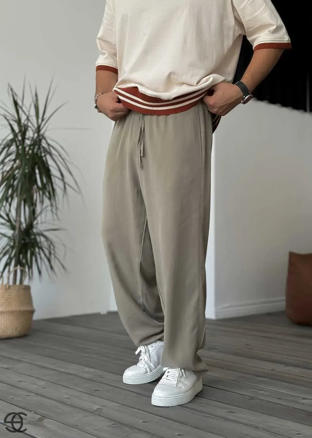 Baggy Παντελόνι Σε Tencel Ύφανση – Χακί