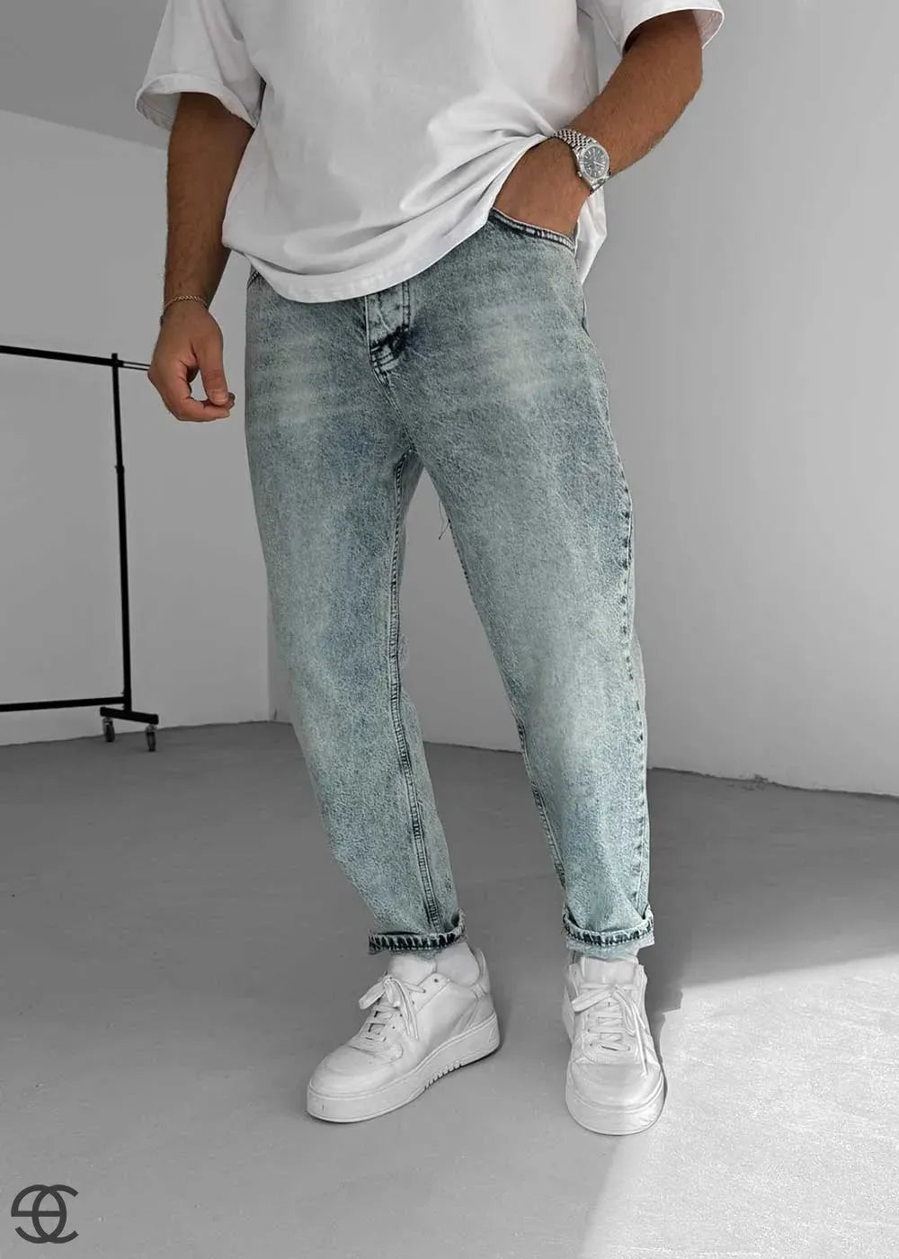 Παντελόνι Τζιν Loose Fit Με Ξεβαμμένη Εμφάνιση – Γαλάζιο