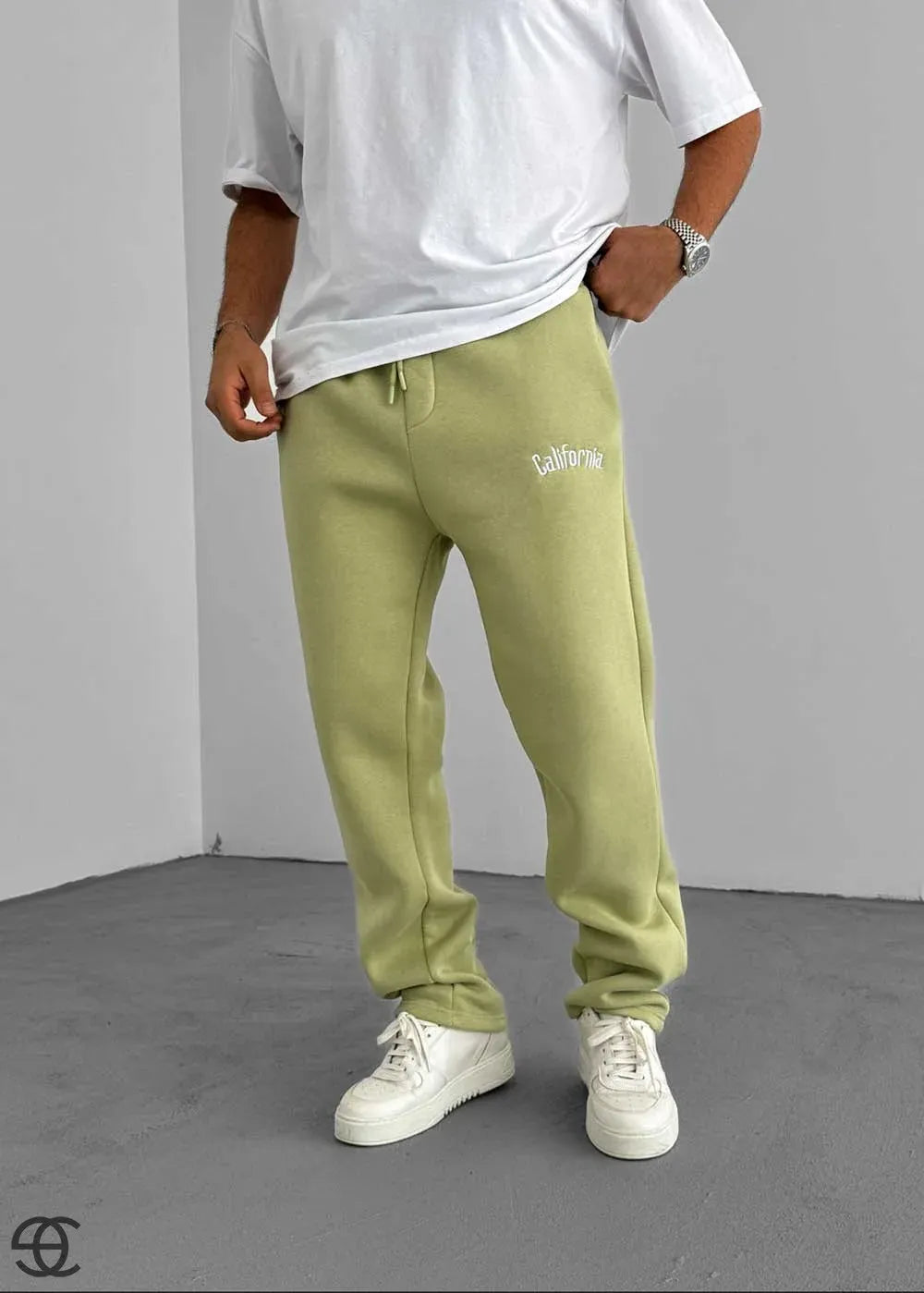 California Jogger Φόρμα Με Λάστιχο Και Εσωτερική Επένδυση -Λαδί