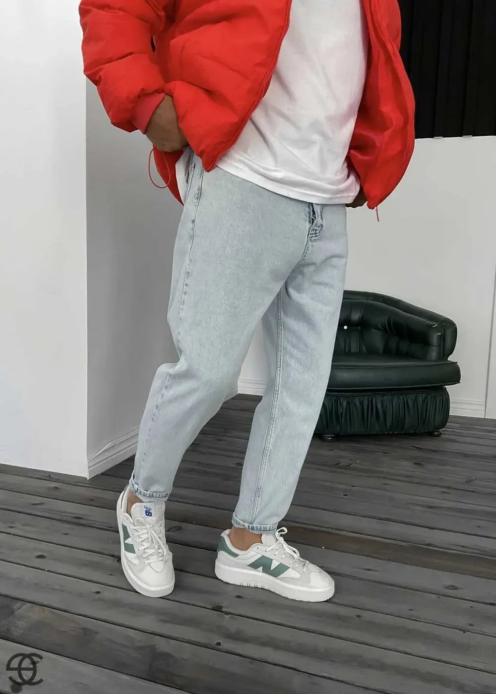 Basic Παντελόνι Τζιν Loose Fit– Γκρι Του  Παγου
