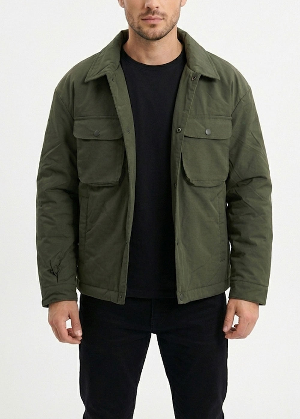 Πανωφόρι Λεπτό Puffer με Pocket Τσέπες – Χακί