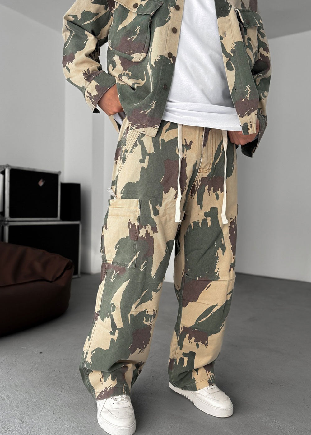 Στρατιωτικό Cargo Camo Relax Baggy- Μπεζ/Χακί