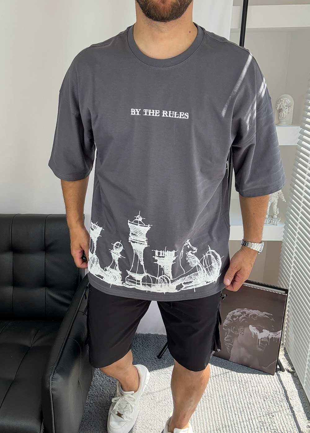 Oversized T- shirt By The Rules – Ανθρακί