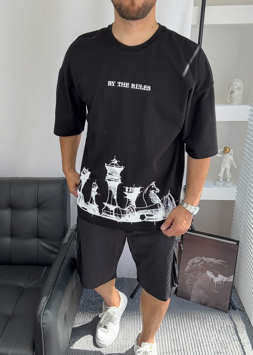 Oversized T- shirt By The Rules -Μαύρο