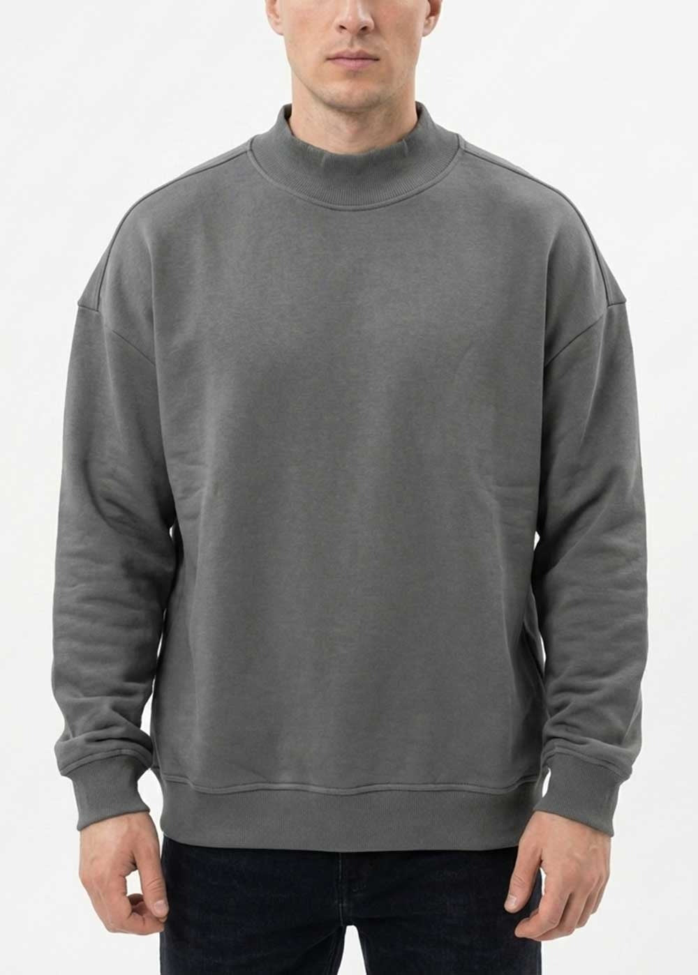 Φούτερ Mock Neck σε Oversized Fit – Γκρι