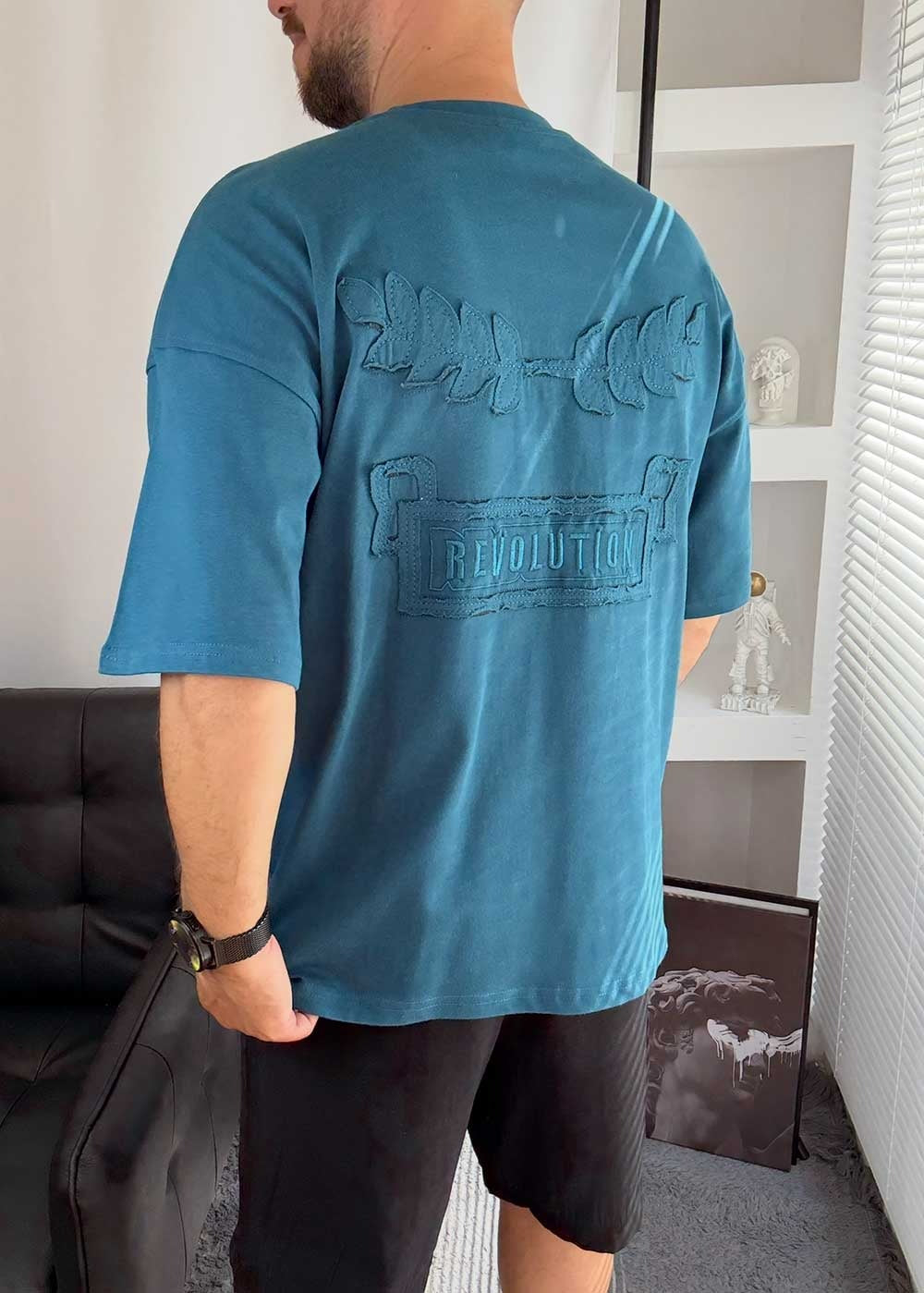 Oversized T-Shirt Revolution Με Κέντημα – Πετρόλ