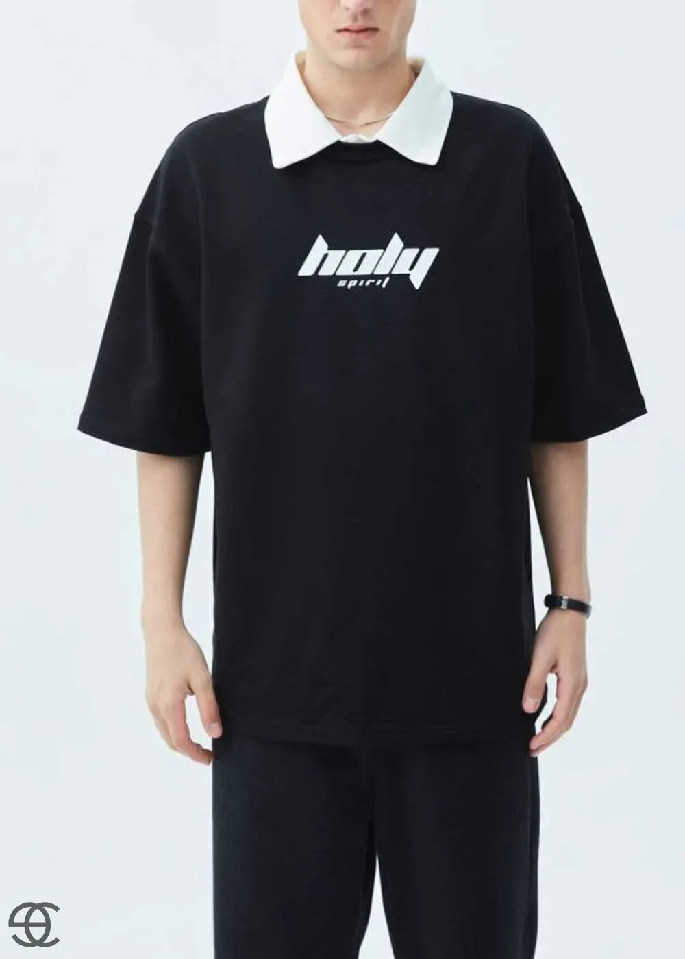 Holy Polo Oversized T-Shirt - Μαύρο