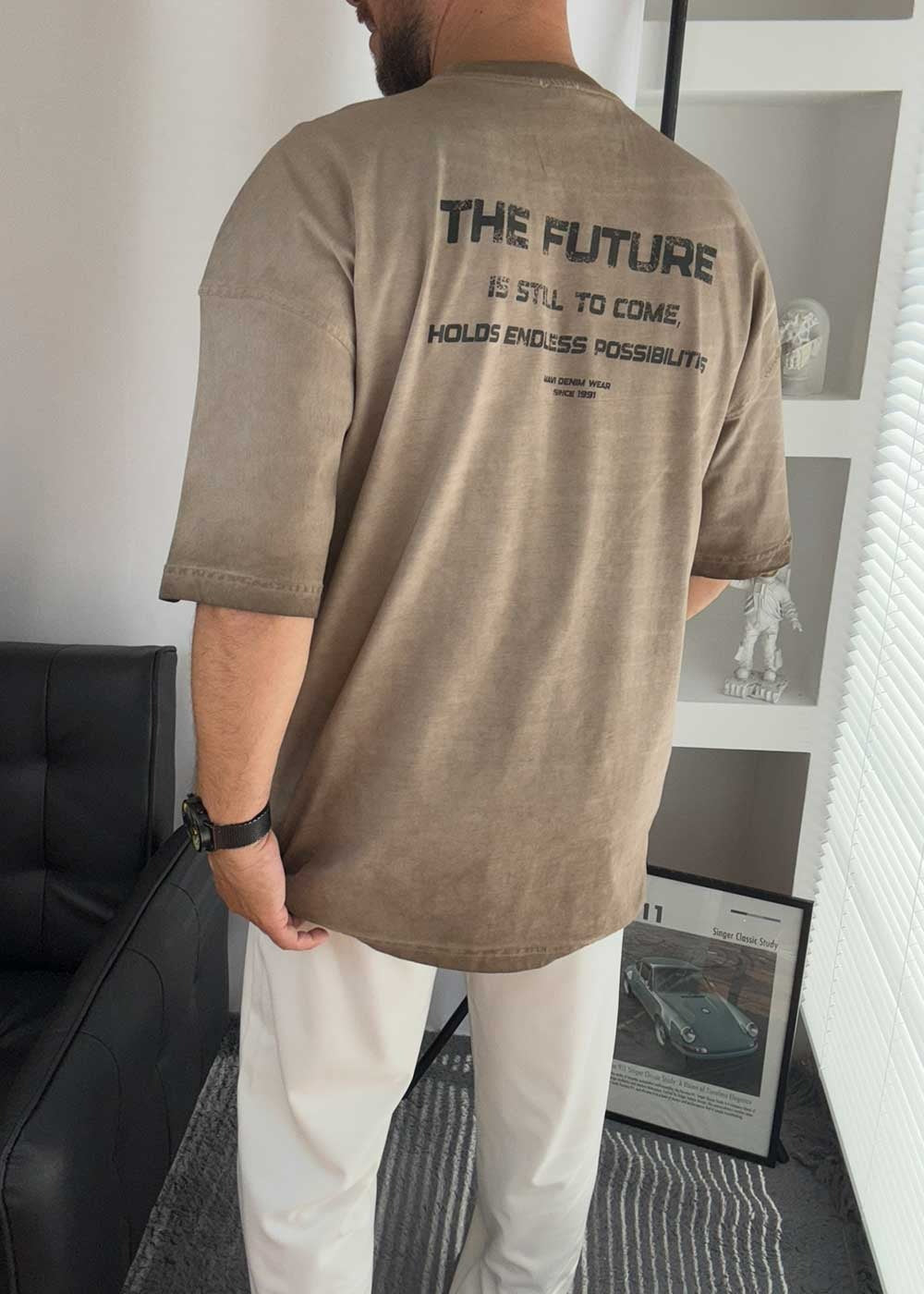 The Future Oversized Acid Wash T-Shirt – Καφέ Ξεβαμμένο