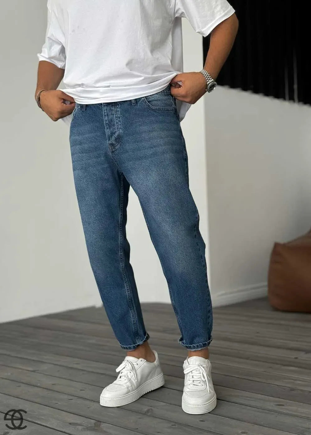 Παντελόνι Τζιν Loose Fit Με Εφέ Πετροπλυμένο - Μπλε