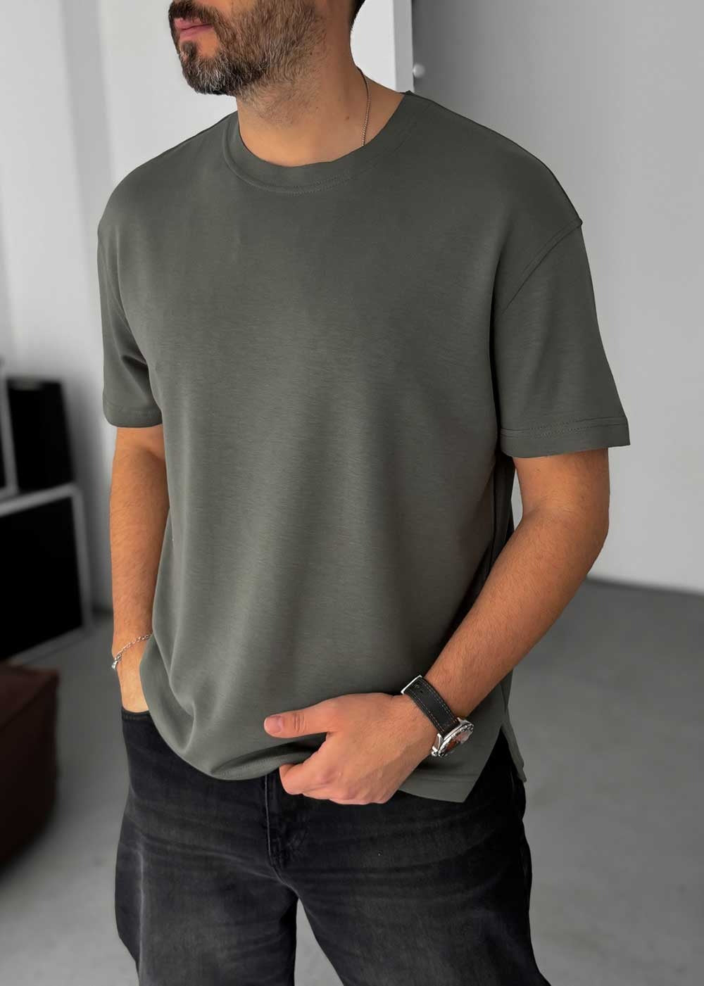 Modal Suprem T-Shirt Κανονικής Γραμμής – Χακί