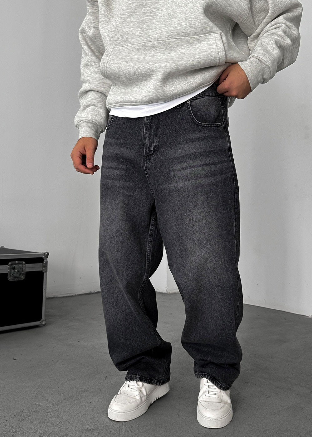 Baggy Relax Denim Τζιν Παντελόνι Ξεβαμμένο – Ανθρακί – 6