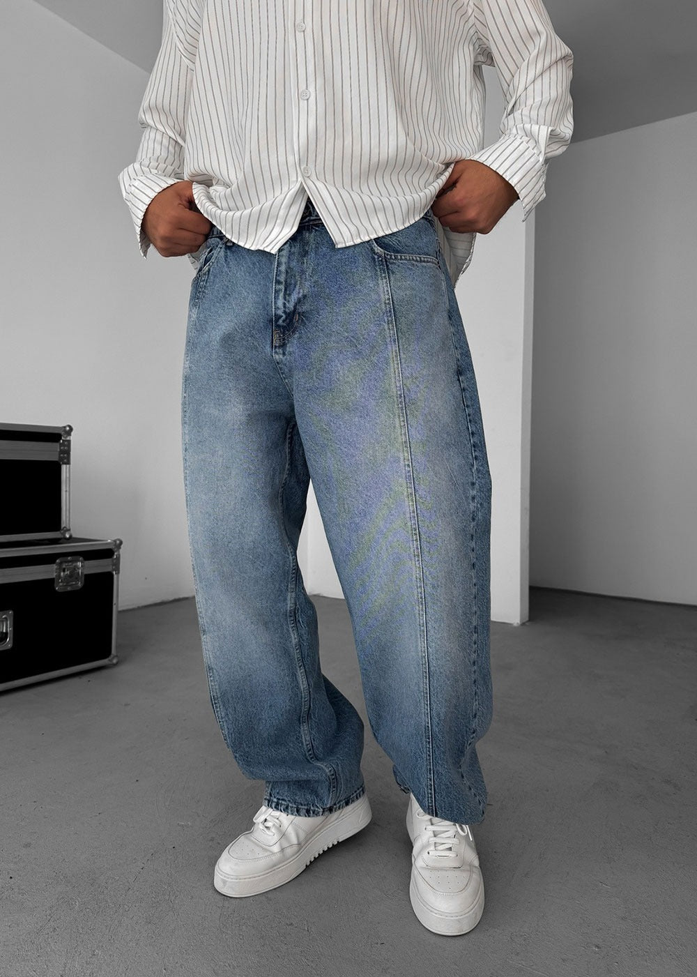 Baggy Jean με Τονισμένη Μπροστινή Ραφή – Γαλάζιο